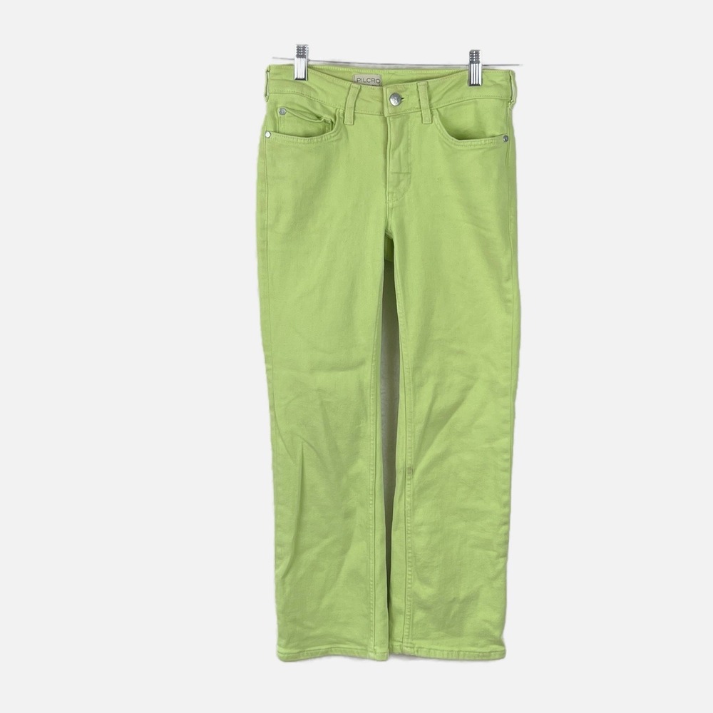 Anthropologie PILCRO Pale Green | The Yaya Kick Flare Mid Rise Jean | Size‎ 24